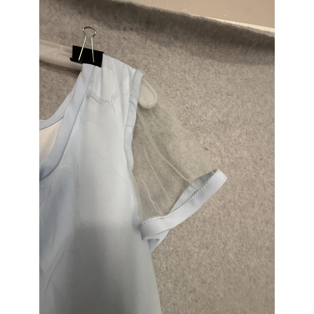 Custom Dress Girls 8-9 Y‎ Blue Square Neck sheer Sleeve Long ballroom